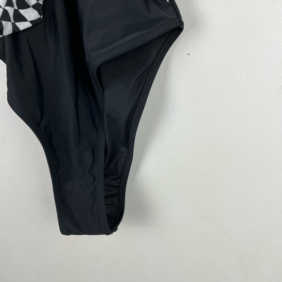 Cupshe Black One Piece Swimsuit Cheeky Swimwear Womens Medium NWT Argyle Tie - Picture 6 of 12